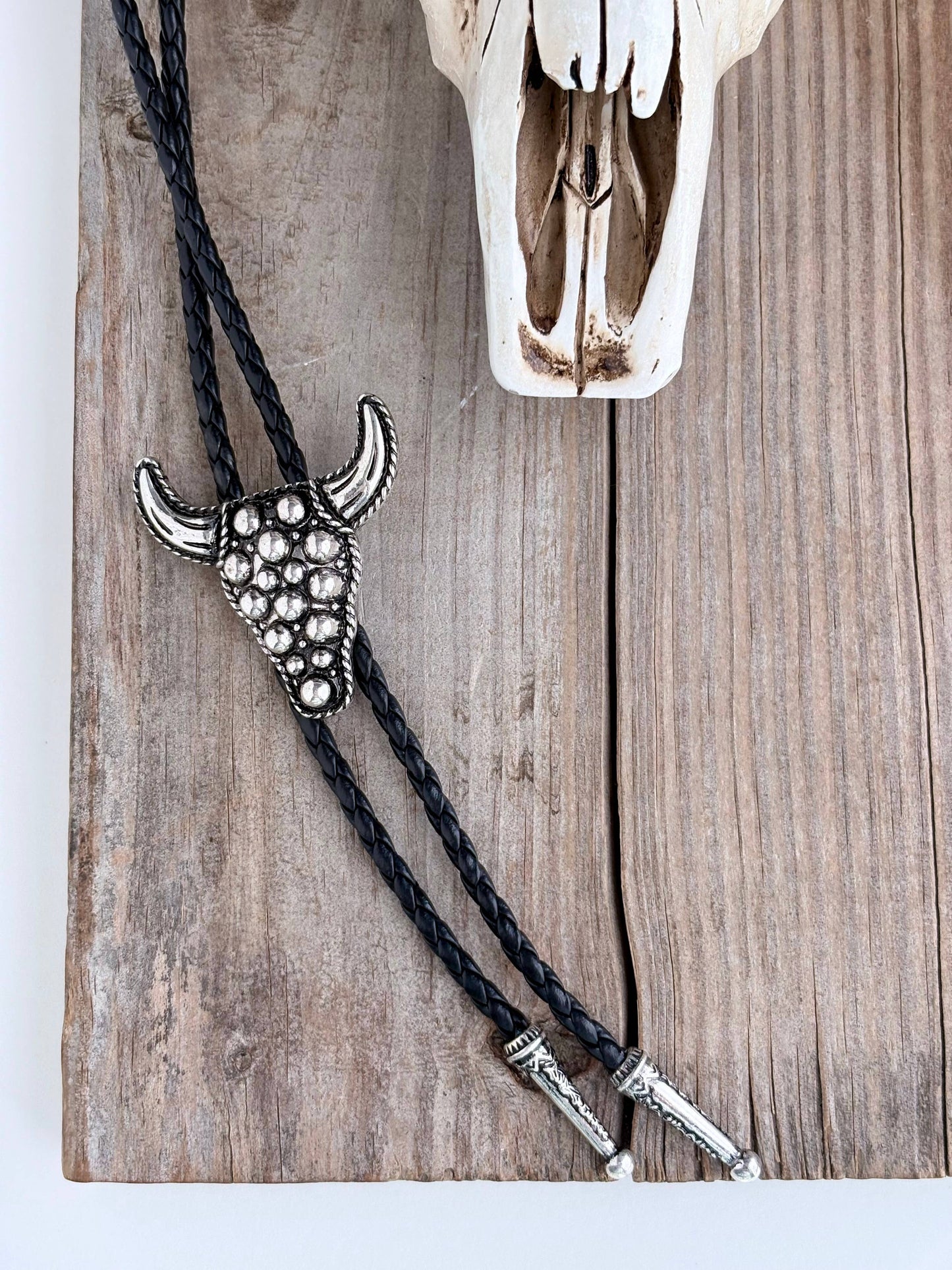 Western Bolo Tie Pendant Necklace | Cowgirl Leather Cord Jewelry
