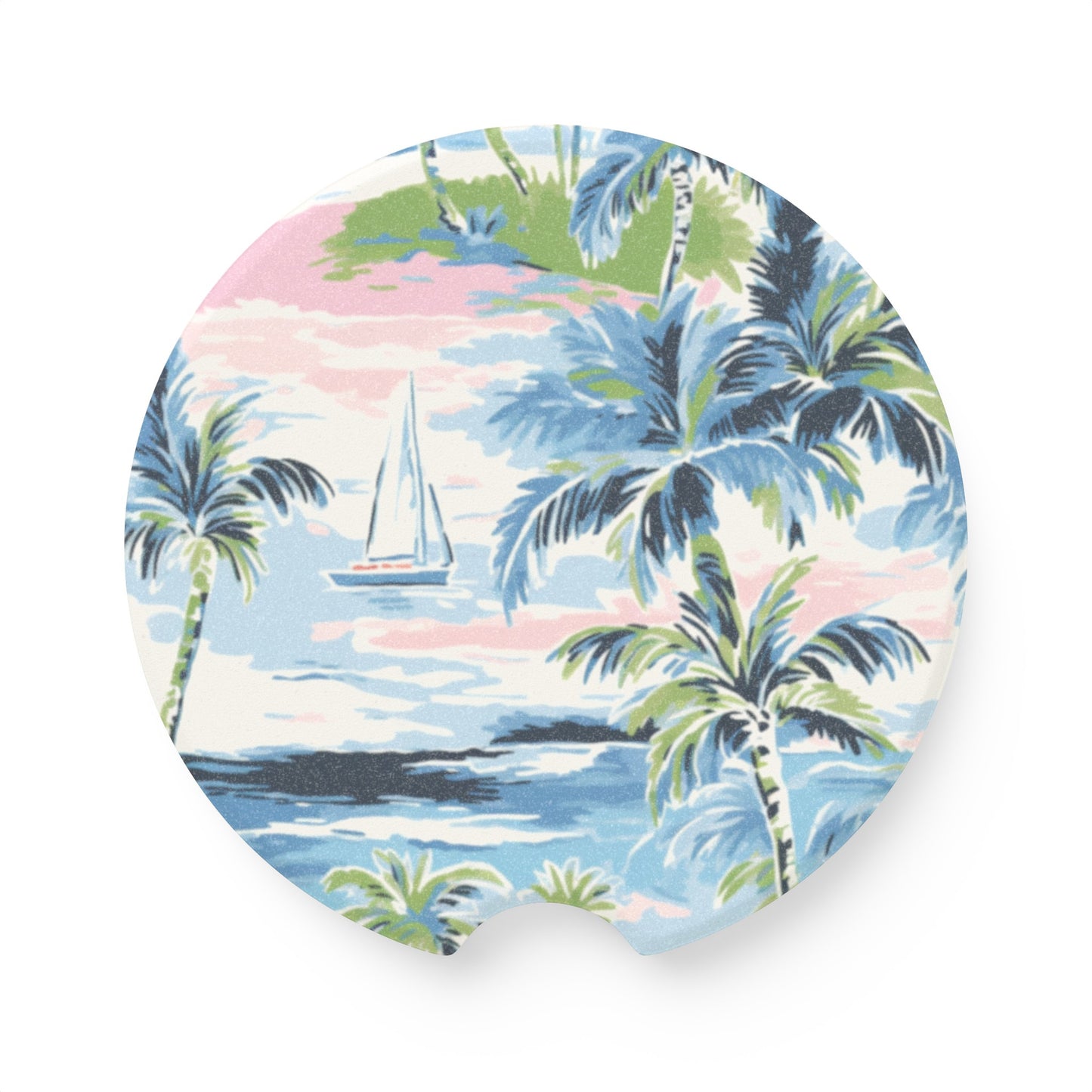 Tropical Sailboat Soapstone Car Coaster