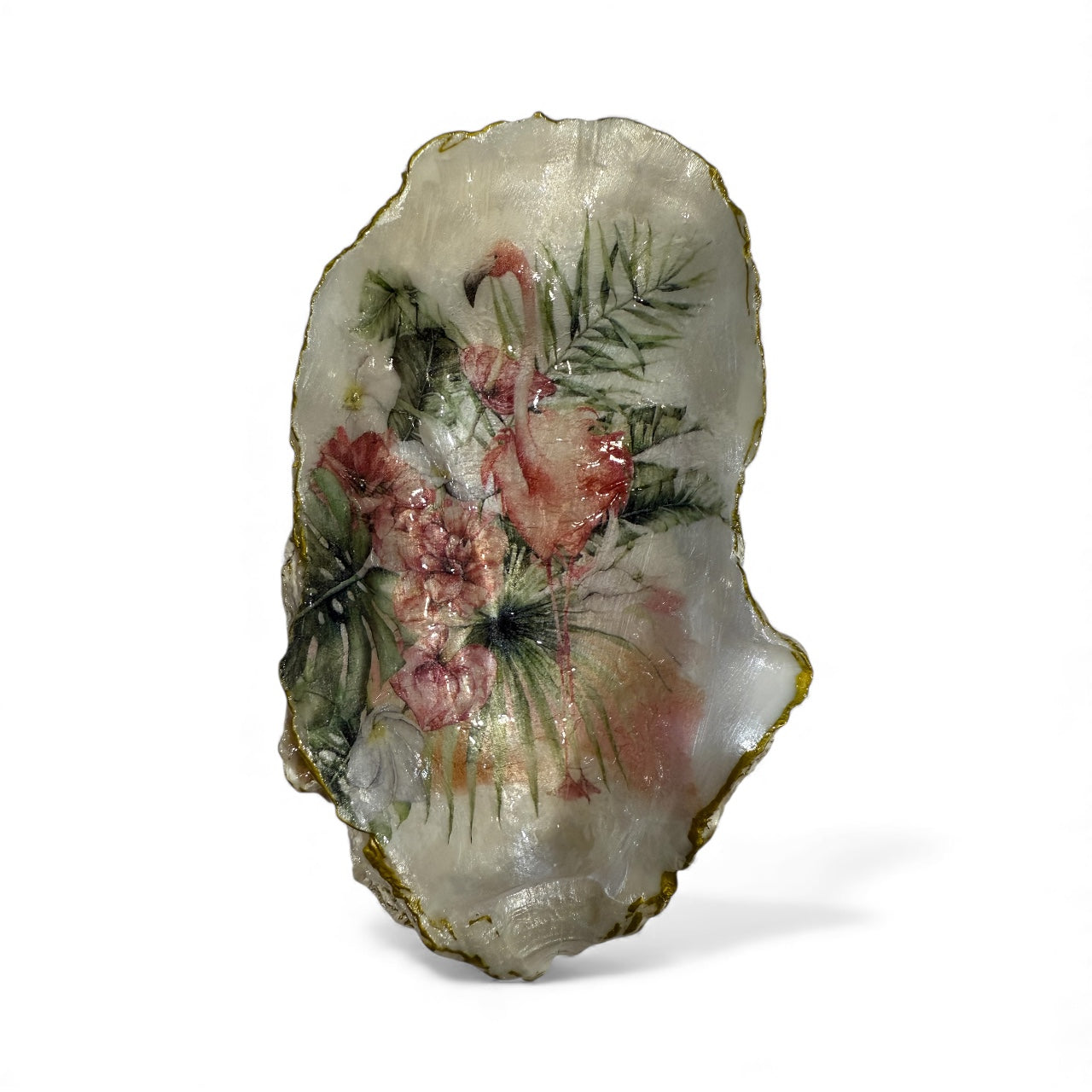 Flamingo Oyster Shell Trinket Dish Home Decor Gift