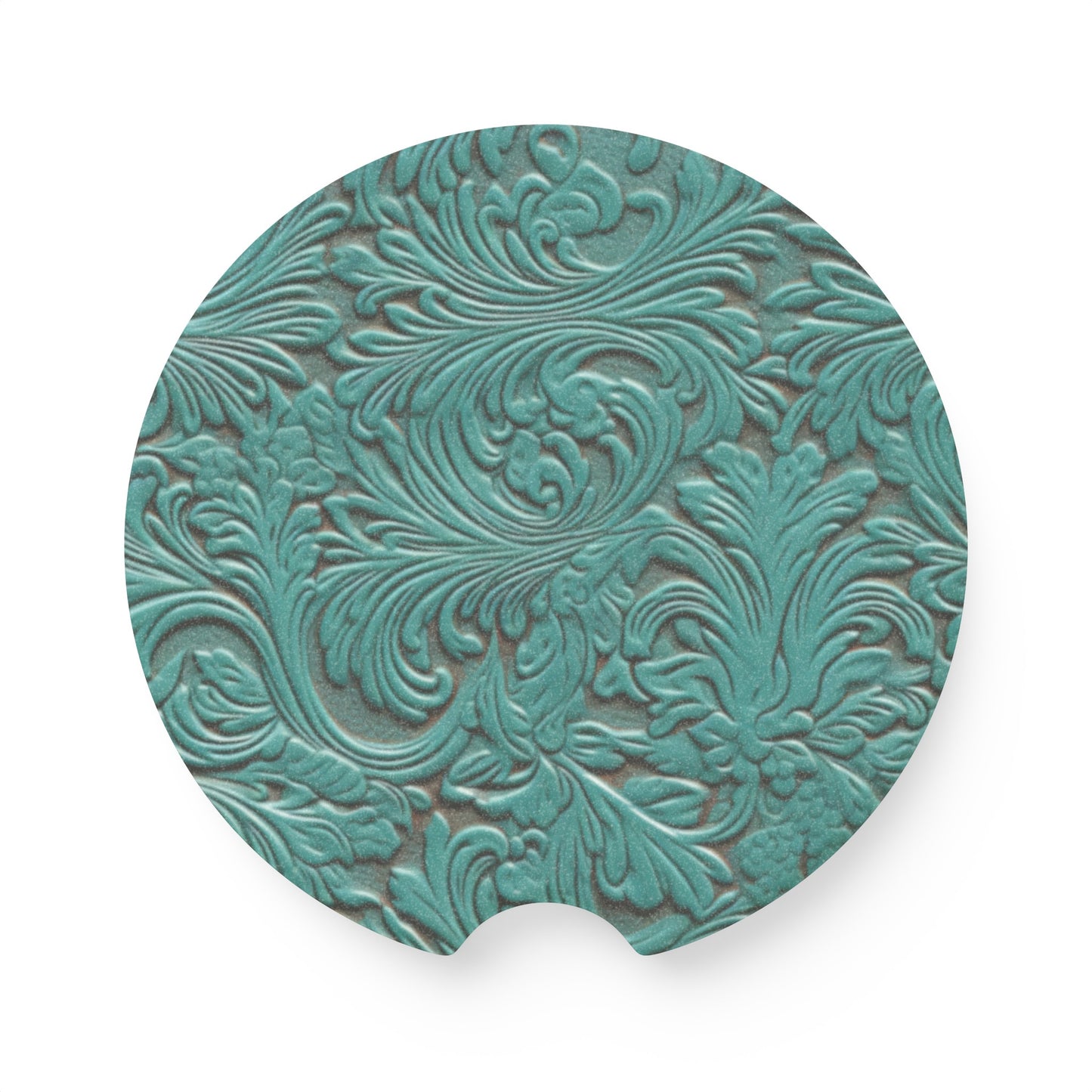 Turquois Leather Look Soapstone Car Coaster