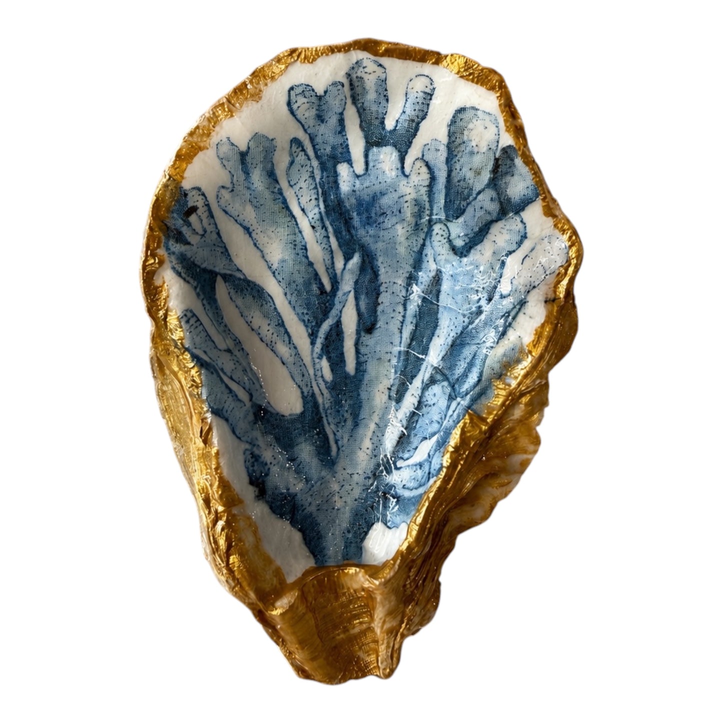 Natural Shell Trinket Dish, Coastal Home Decor - Blue Coral