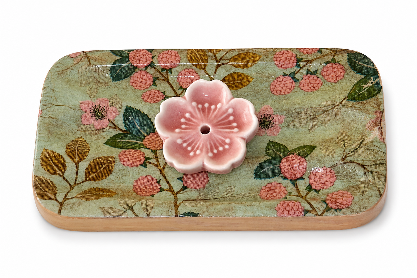 Berry Blossom Collection – Handcrafted Wooden Incense Holder