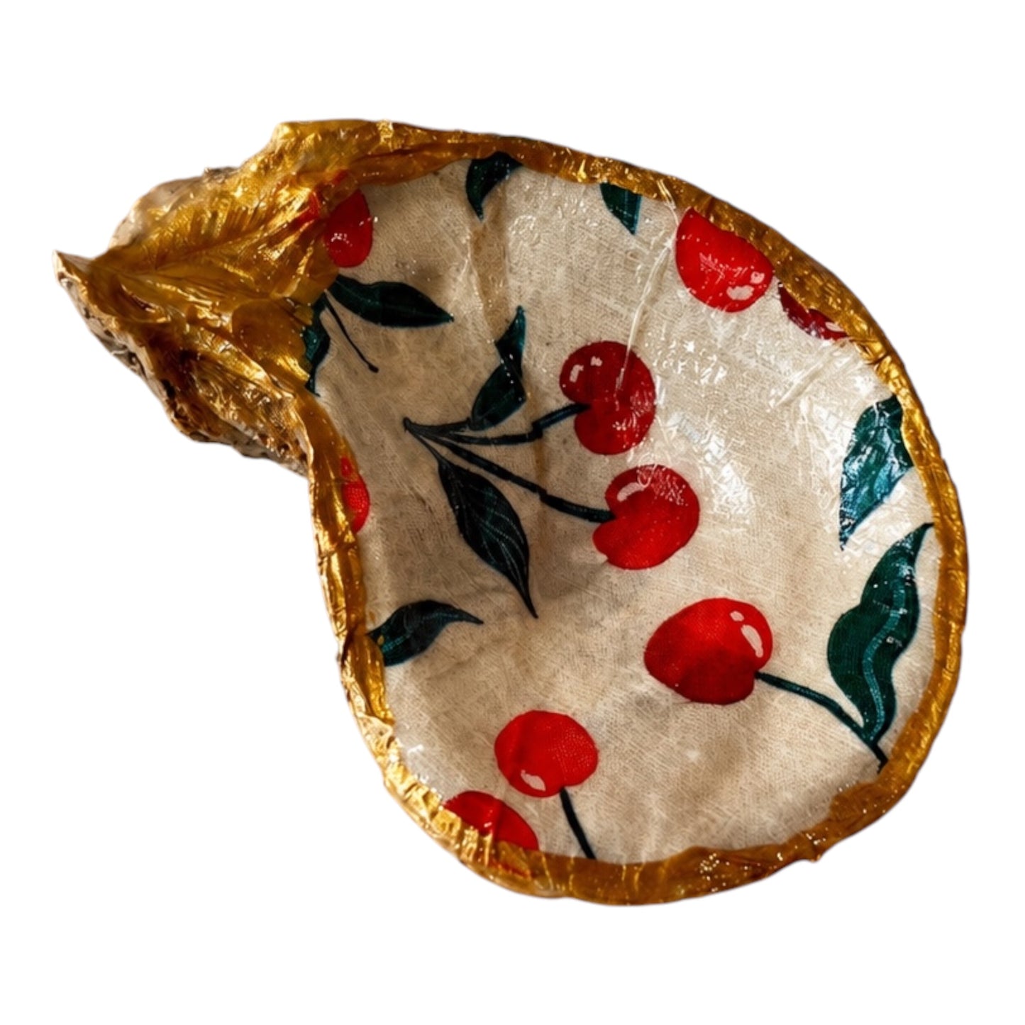 Natural Shell Trinket Dish, Coastal Home Decor - Cherries