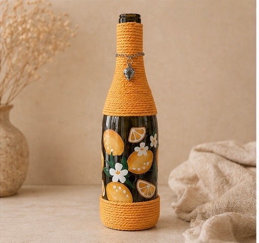 Citrus Upcycled Wine Bottle Incense Burner | Boho Home Fragrance Decor