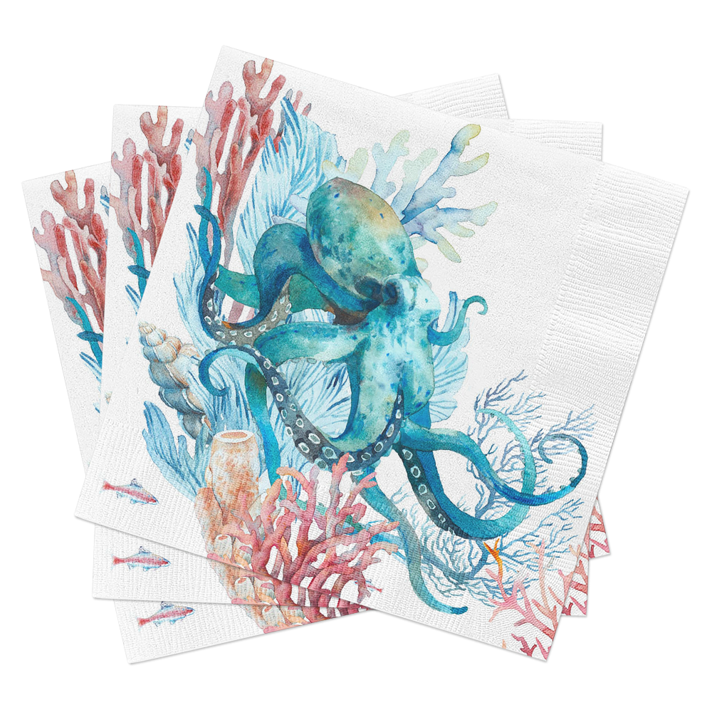 Octopus Cocktail Napkins - Nautical Napkins