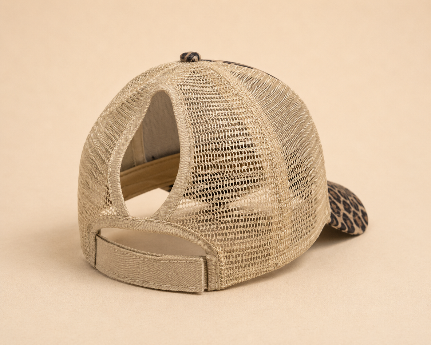Macee Rose Leopard Ponytail Trucker Hat