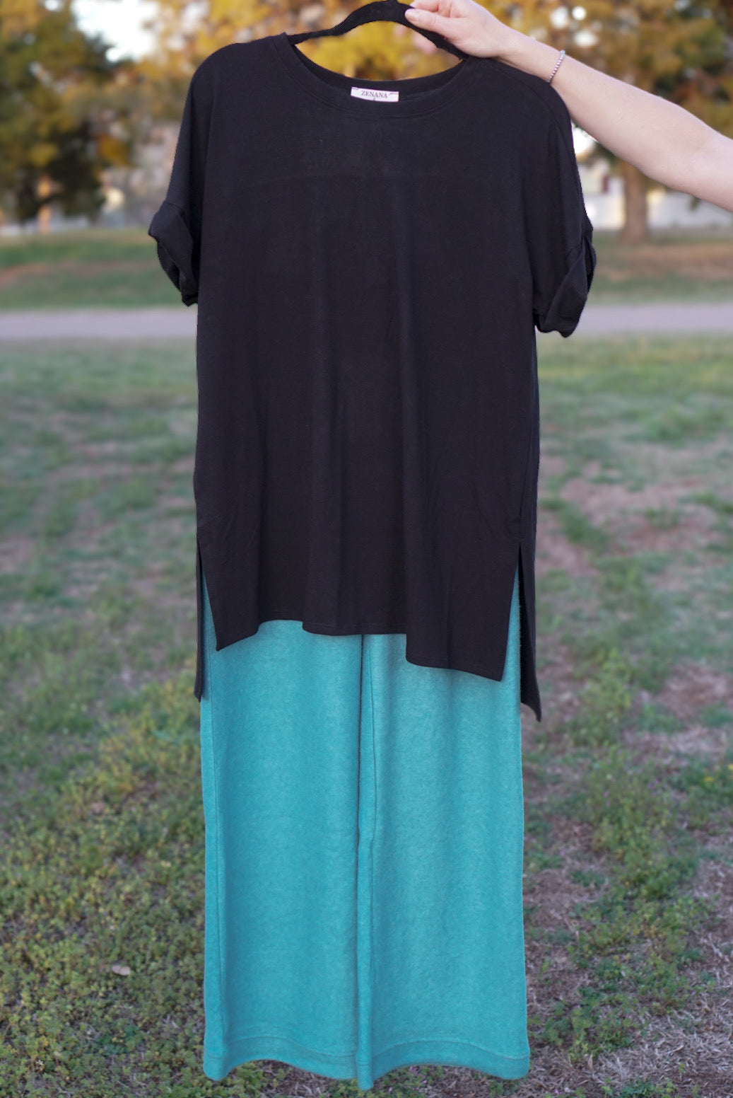 Dusty Teal - Full Length Drawstring Pants