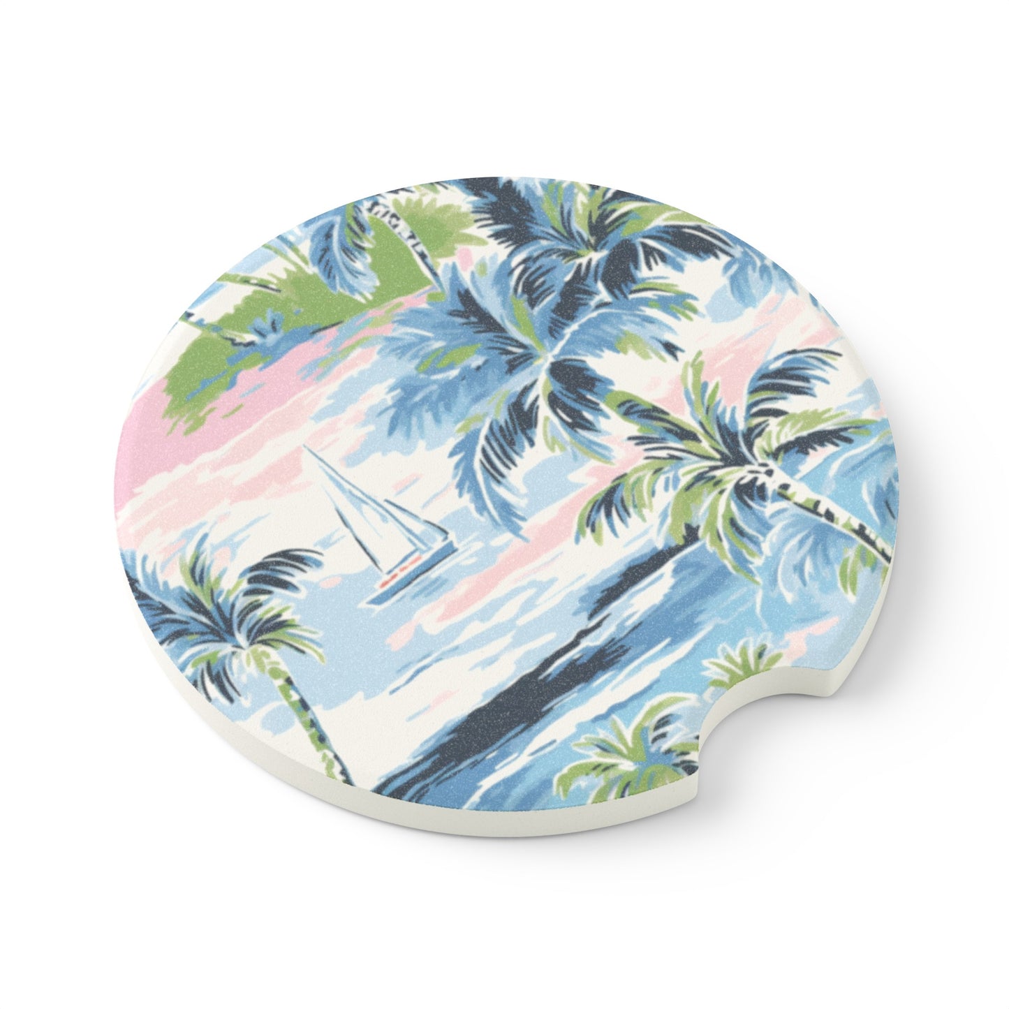 Tropical Sailboat Soapstone Car Coaster