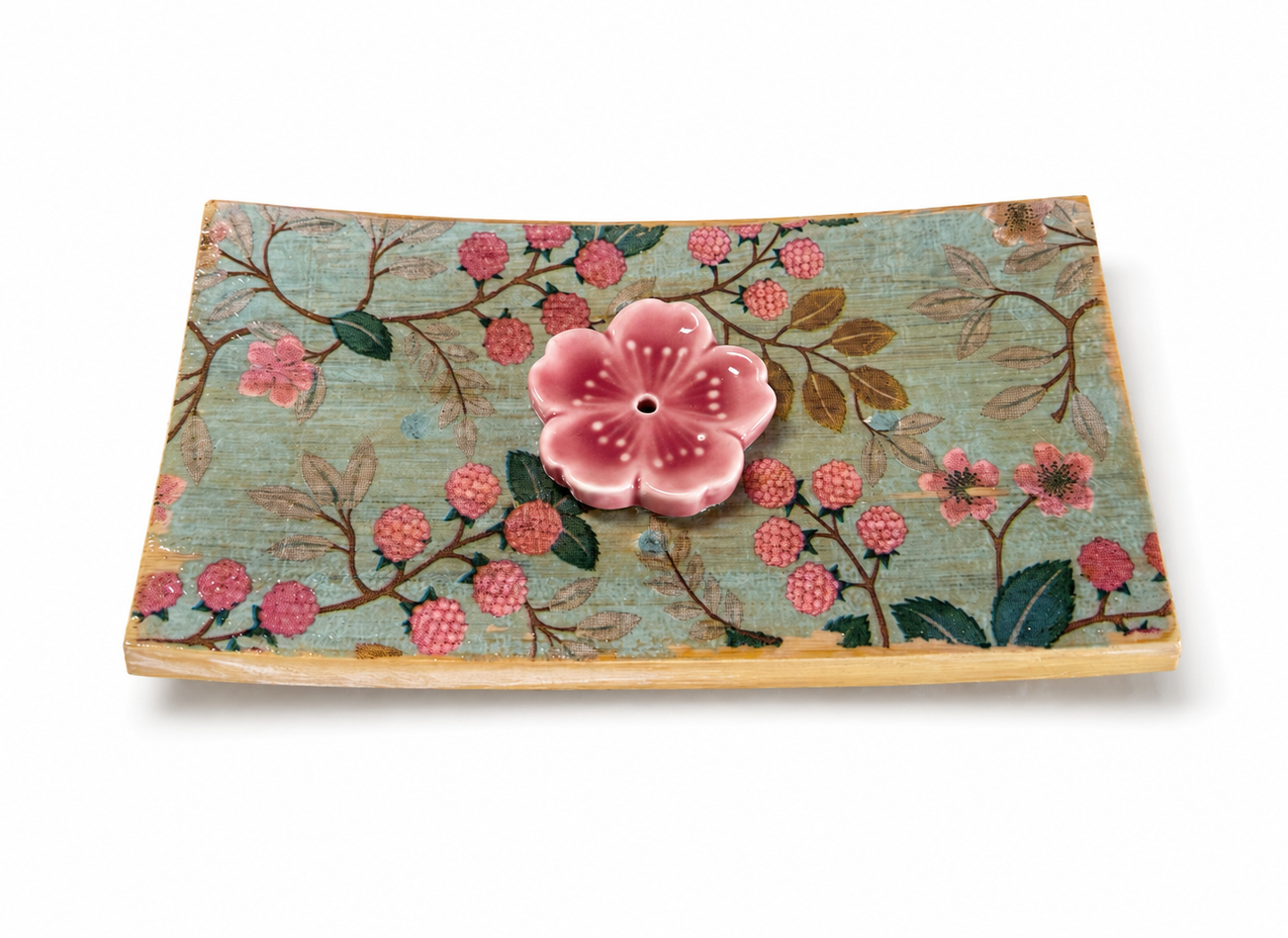 Botanical Bloom Collection Handmade Incense Burners | Floral Wooden Ash Catchers