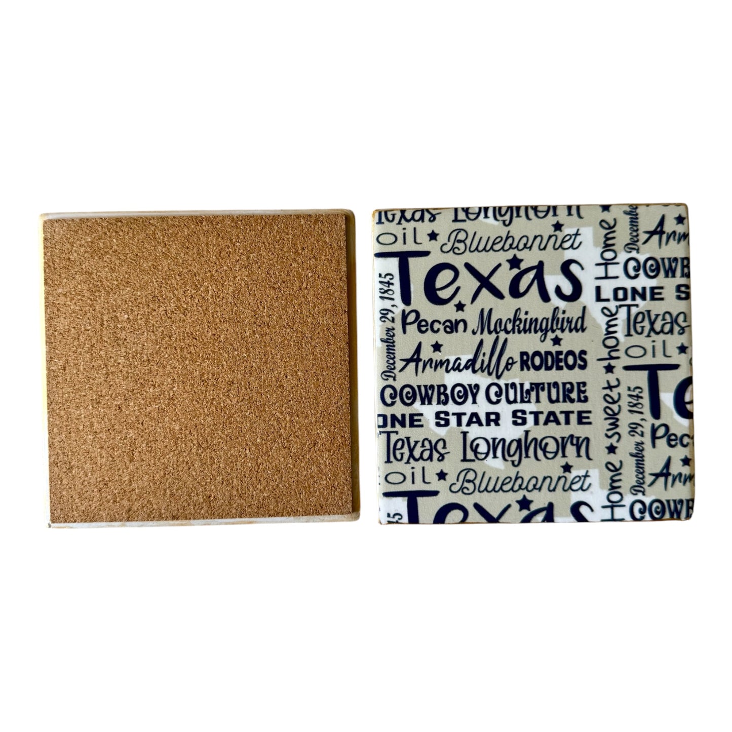 Texas Lone Star Handmade Coaster Set with Holder