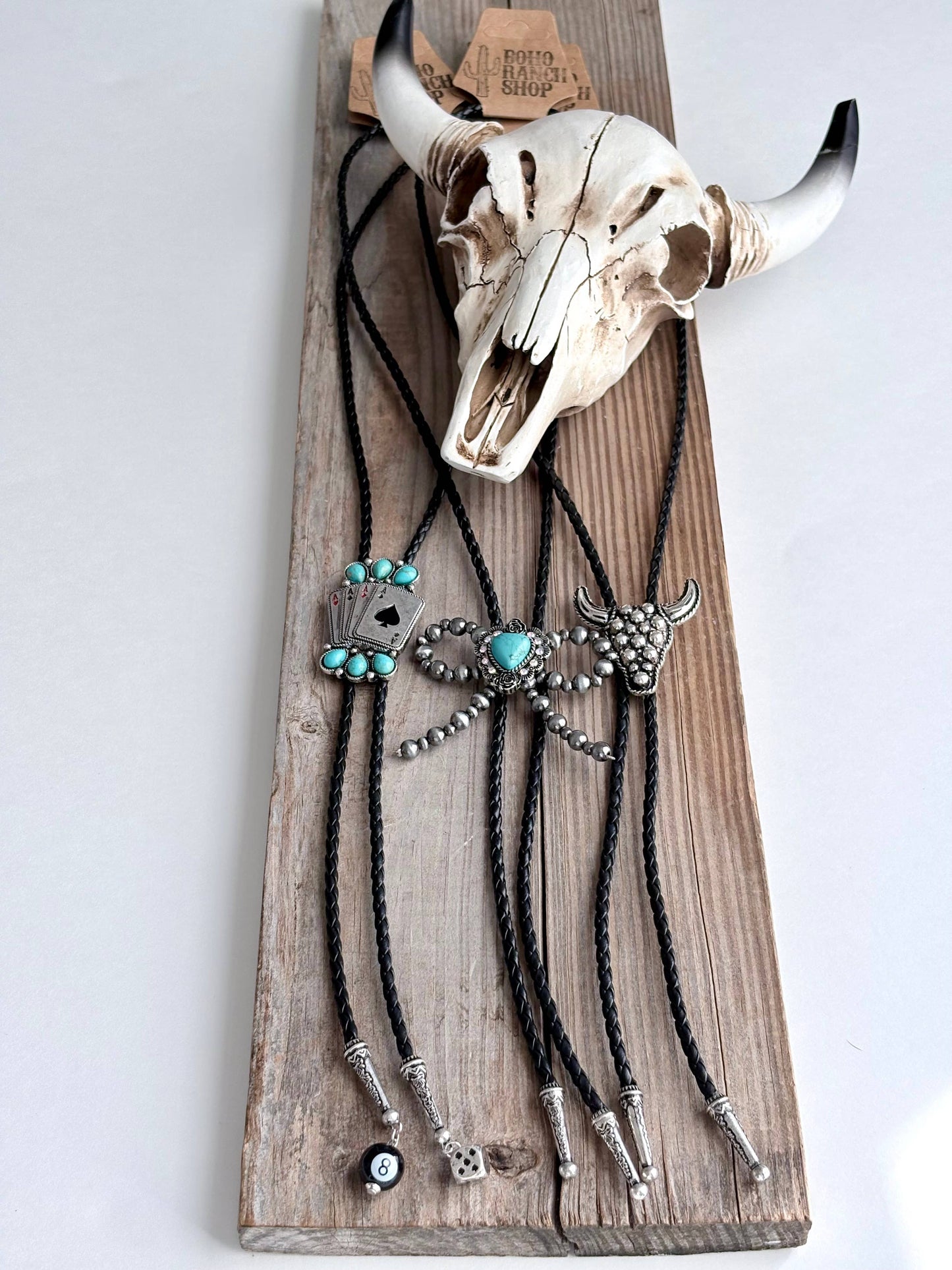 Western Bolo Tie Pendant Necklace | Cowgirl Leather Cord Jewelry