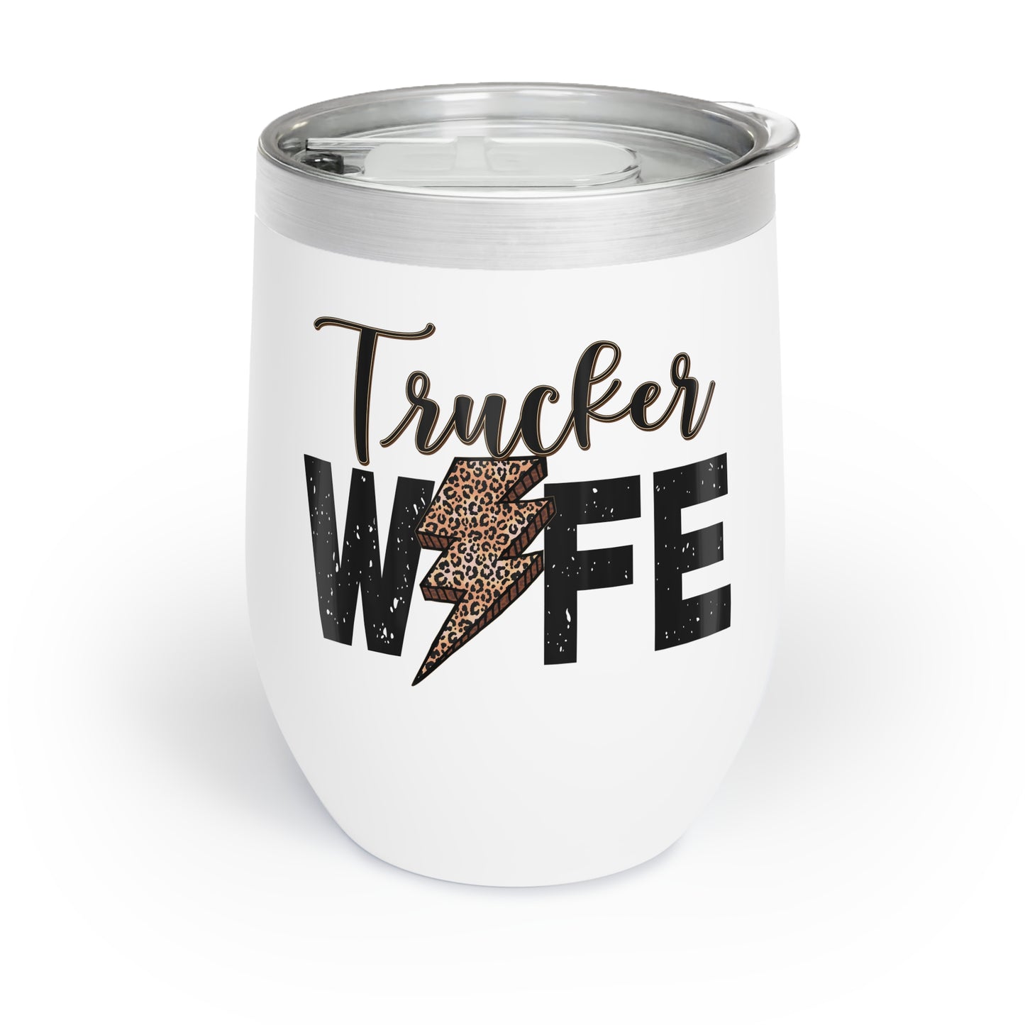 Trucker Wife (leopard print) Chill Wine Tumbler