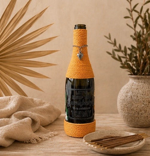 Citrus Upcycled Wine Bottle Incense Burner | Boho Home Fragrance Decor