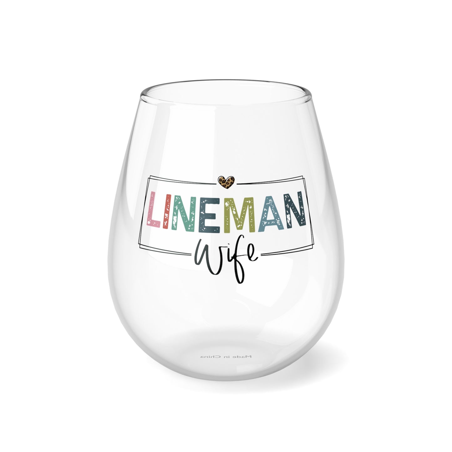 Lineman Wife Stemless Wine Glass, 11.75oz