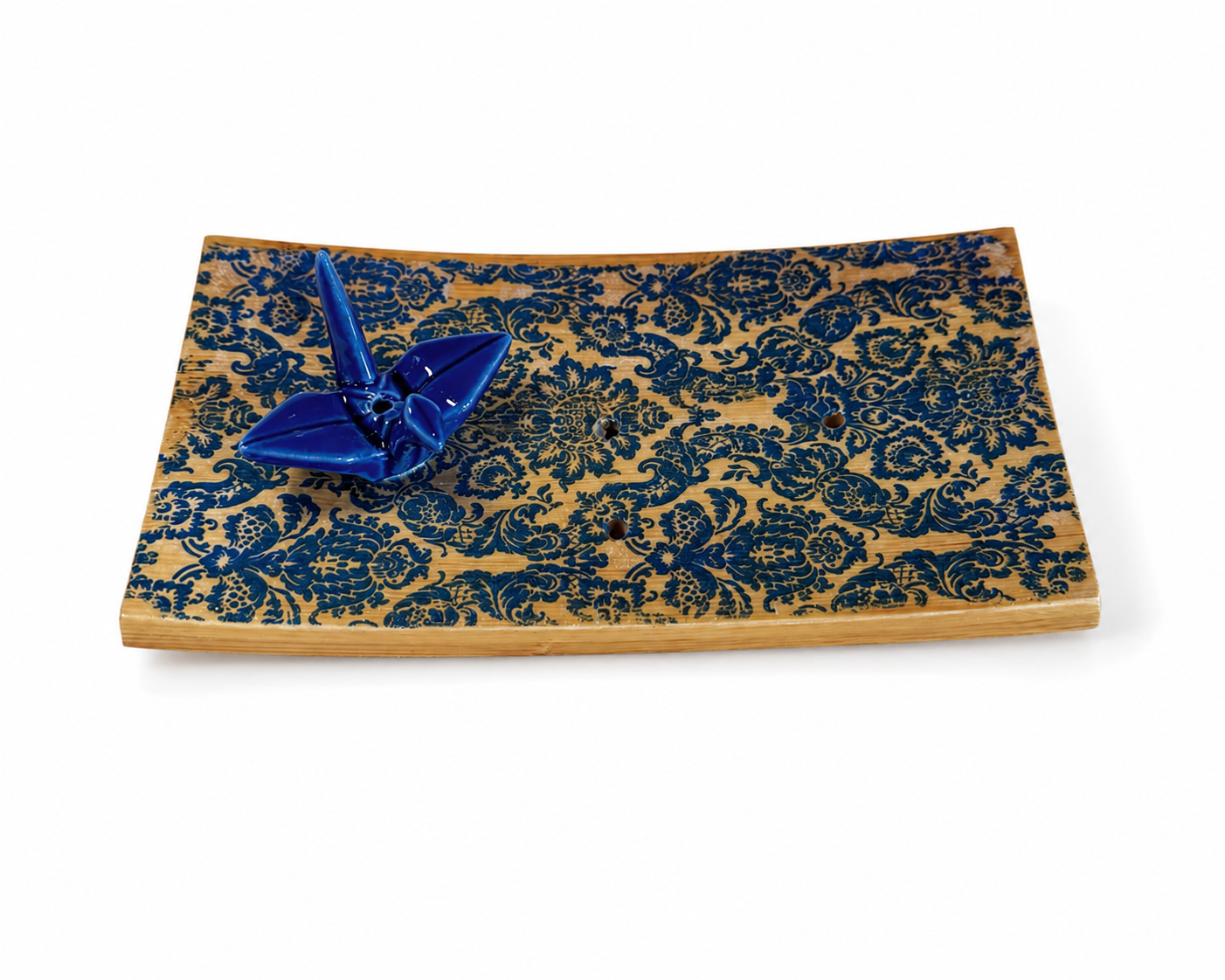 Origami Garden Incense Burner | Handcrafted Bamboo Incense Tray with Ceramic Crane Holder