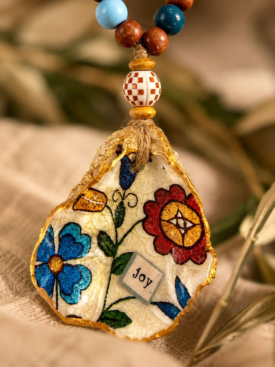 Joy - Oyster Shell Bottle Charm | Coastal Wine Decor Gift