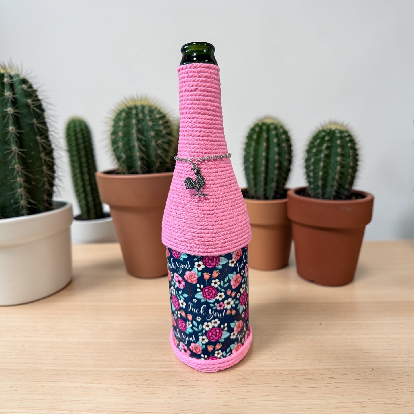 Pink Floral Upcycled Wine Bottle Incense Burner | Boho Home Fragrance Decor