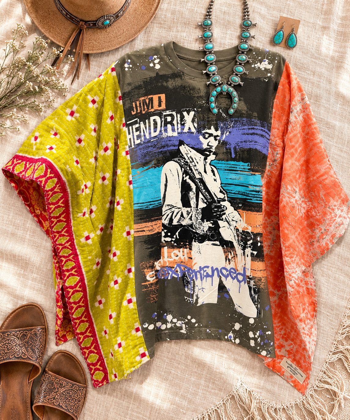 Jimi Hendrix Inspired Handmade Boho Poncho Top