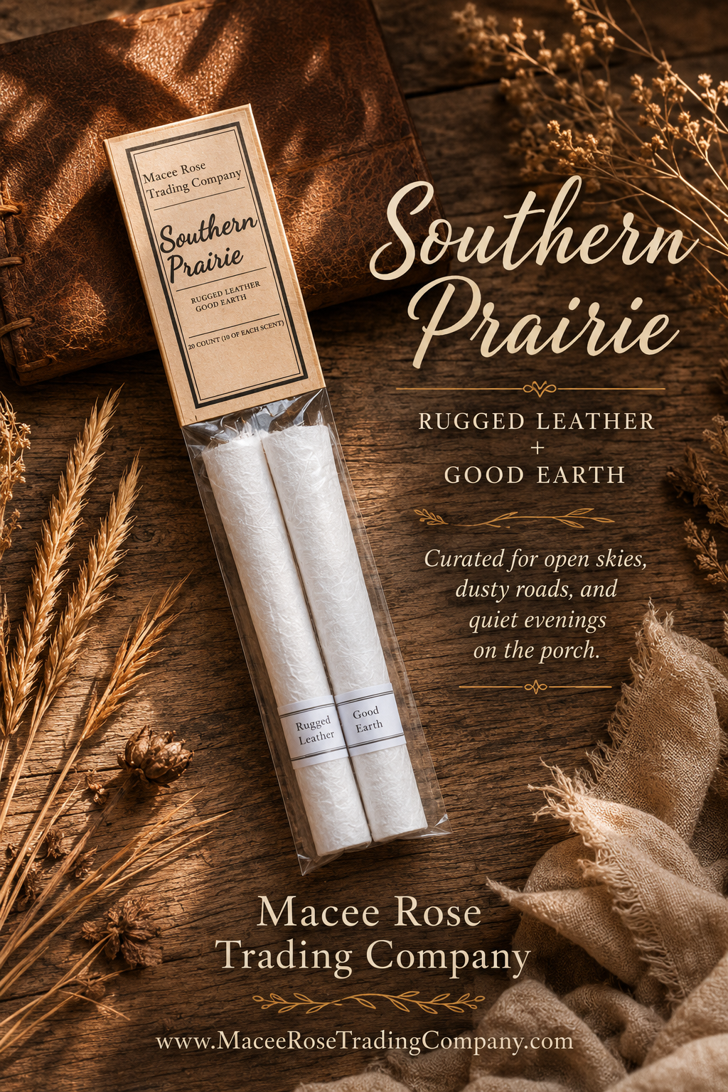 Southern Prairie Curated Incense Collection | Rugged Leather + Good Earth | Handmade Artisan Incense Gift Set