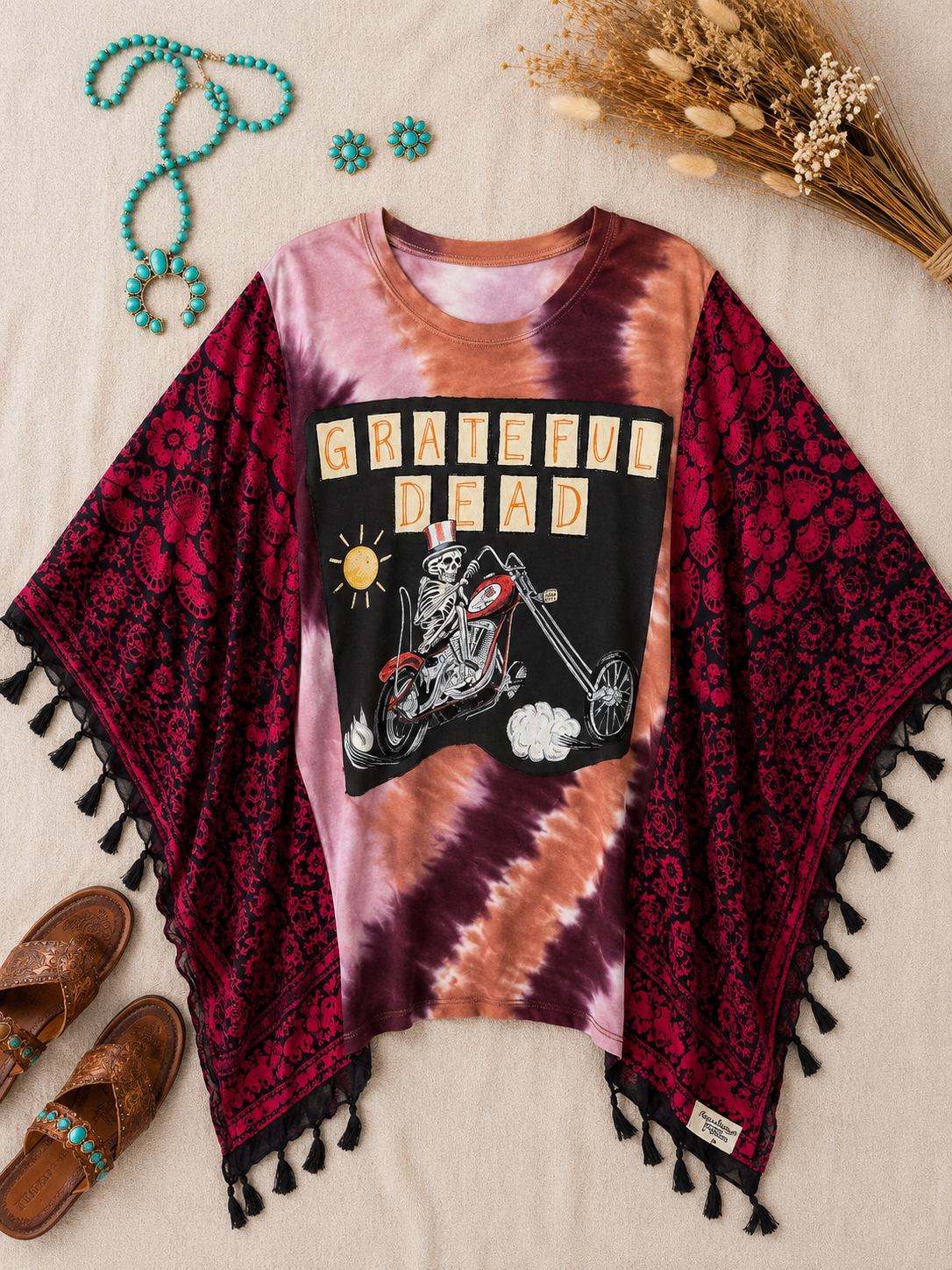 Grateful Dead Handmade Boho Poncho Top