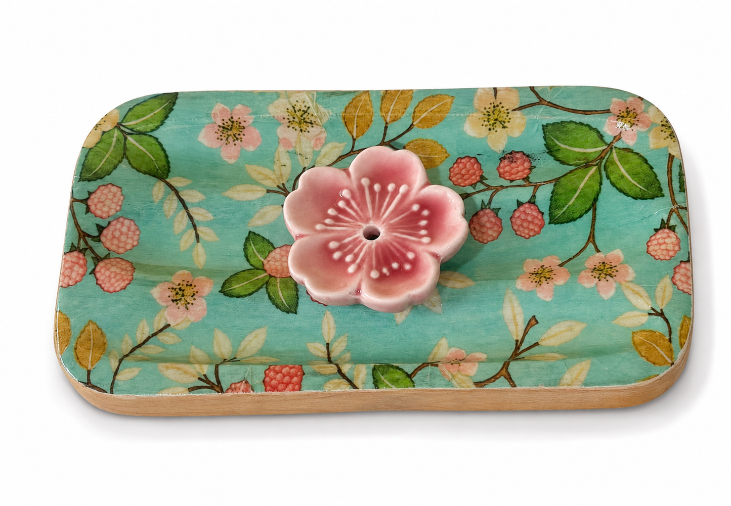 Berry Blossom Collection – Handcrafted Wooden Incense Holder