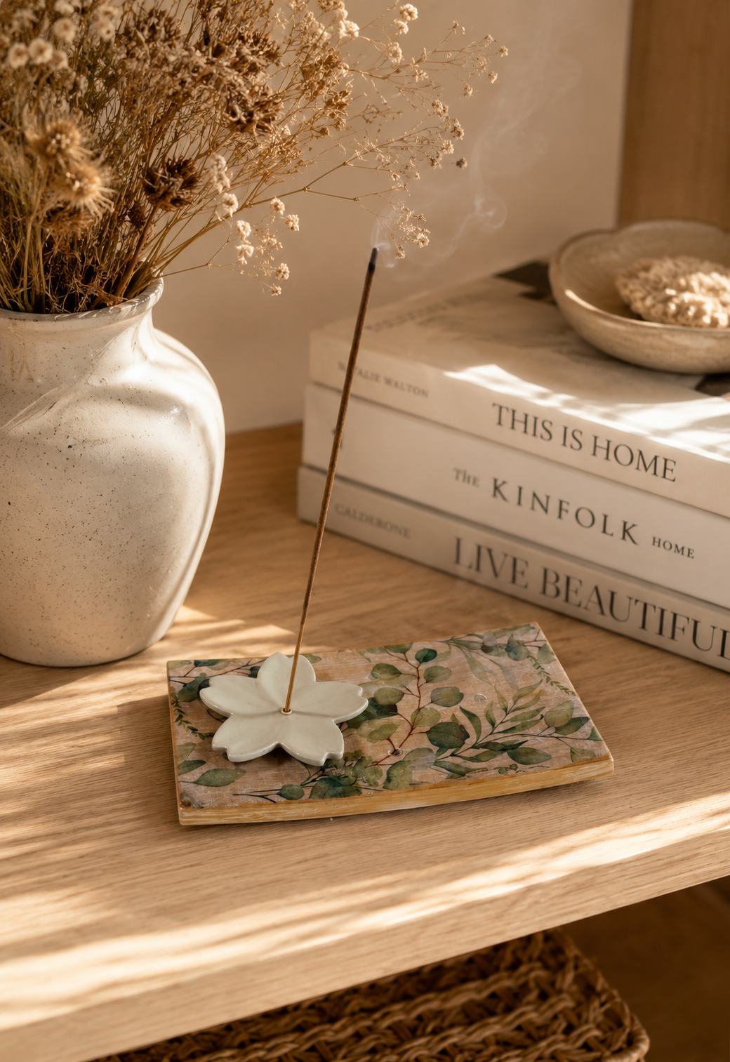 Botanical Bloom Collection Handmade Incense Burners | Floral Wooden Ash Catchers