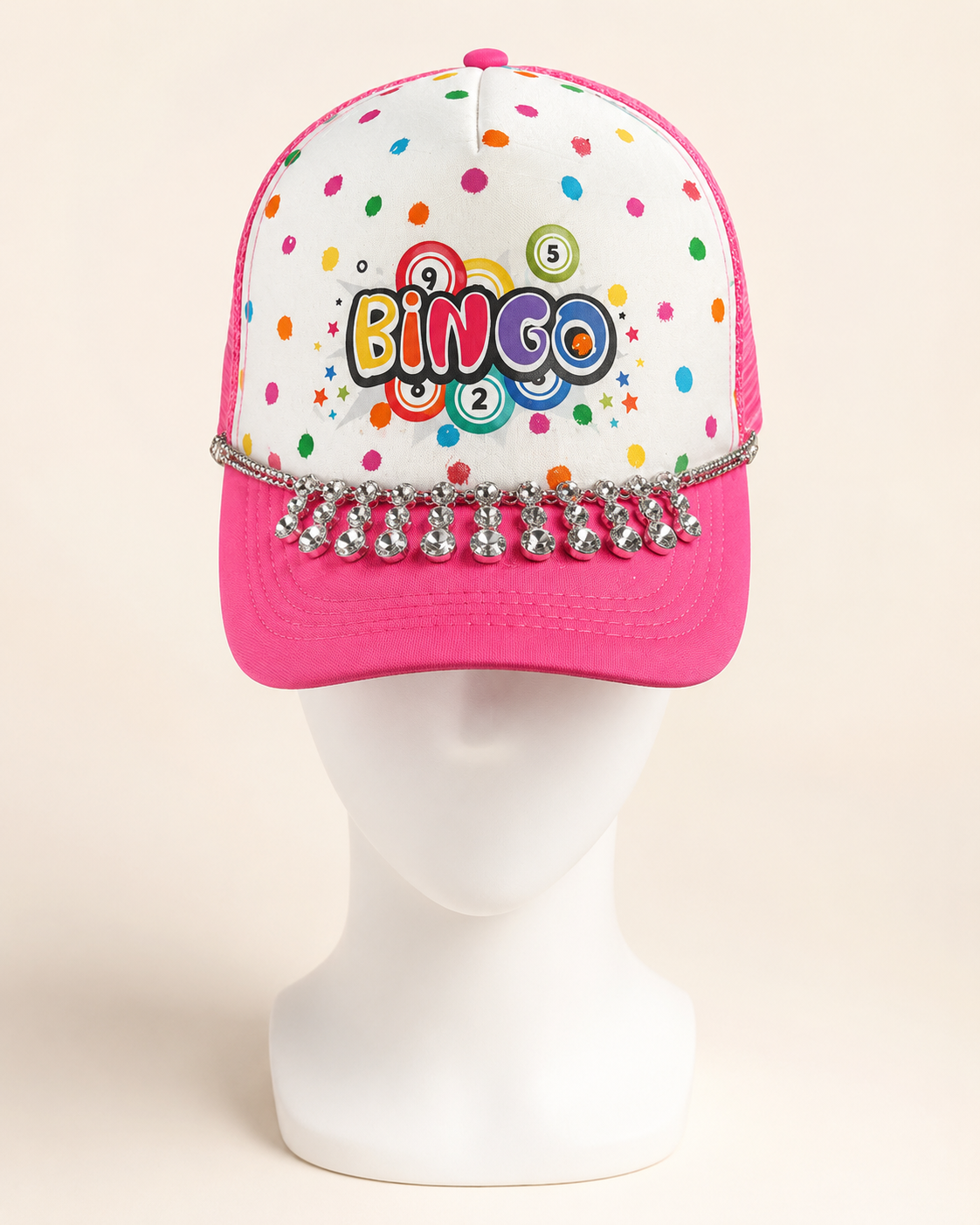 Pink Rhinestone Bingo Trucker Hat