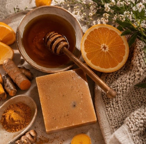 Turmeric Honey Orange Artisan Soap Bar | Brightening Citrus Soap