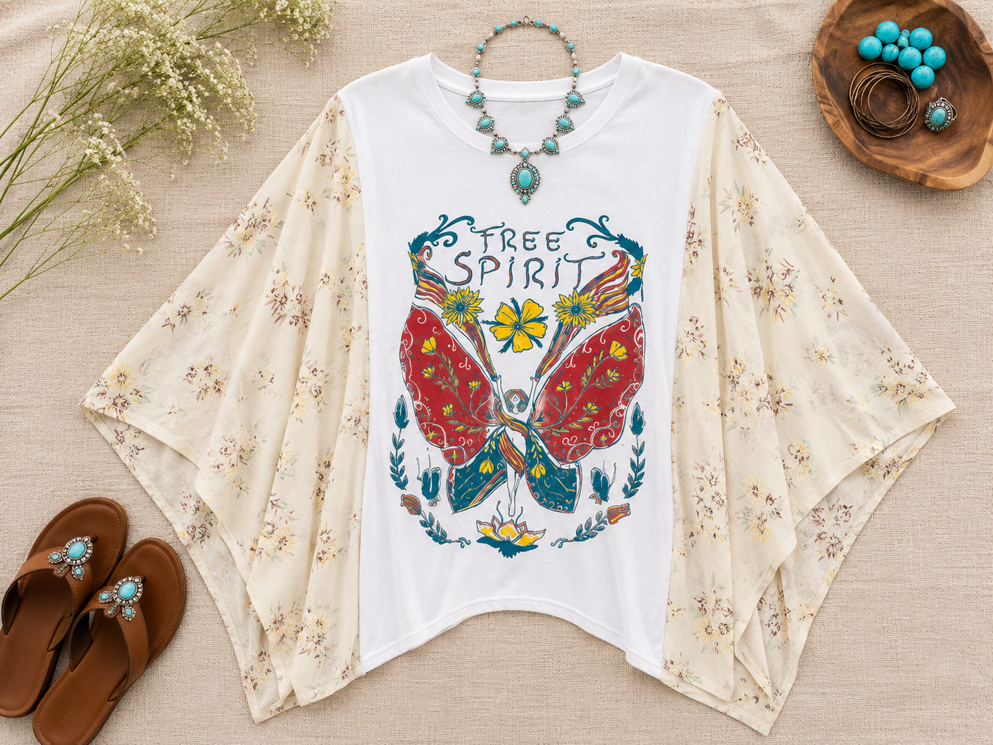 Free Spirit Handmade Boho Poncho Top