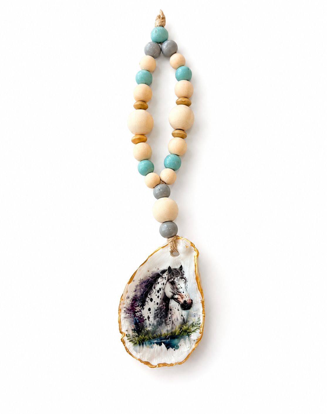 Appaloosa Horse Oyster Shell Bottle Charm | Western Coastal Decor