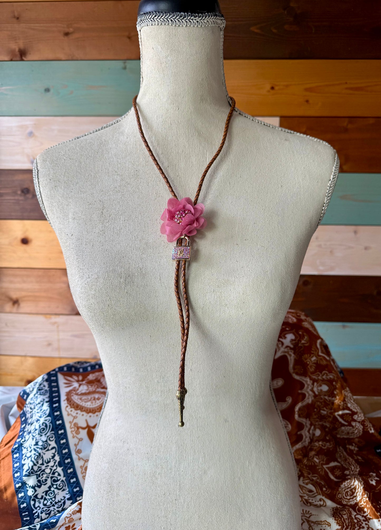 Bolo Tie - Pink Flower/Louis Vuitton