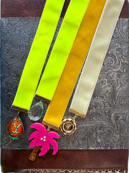 Handmade Velvet Ribbon Bookmark with Charm – Luxury Boho Bookmark | Gift for Readers