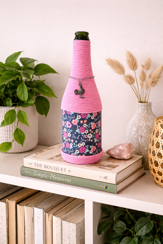 Pink Floral Upcycled Wine Bottle Incense Burner | Boho Home Fragrance Decor