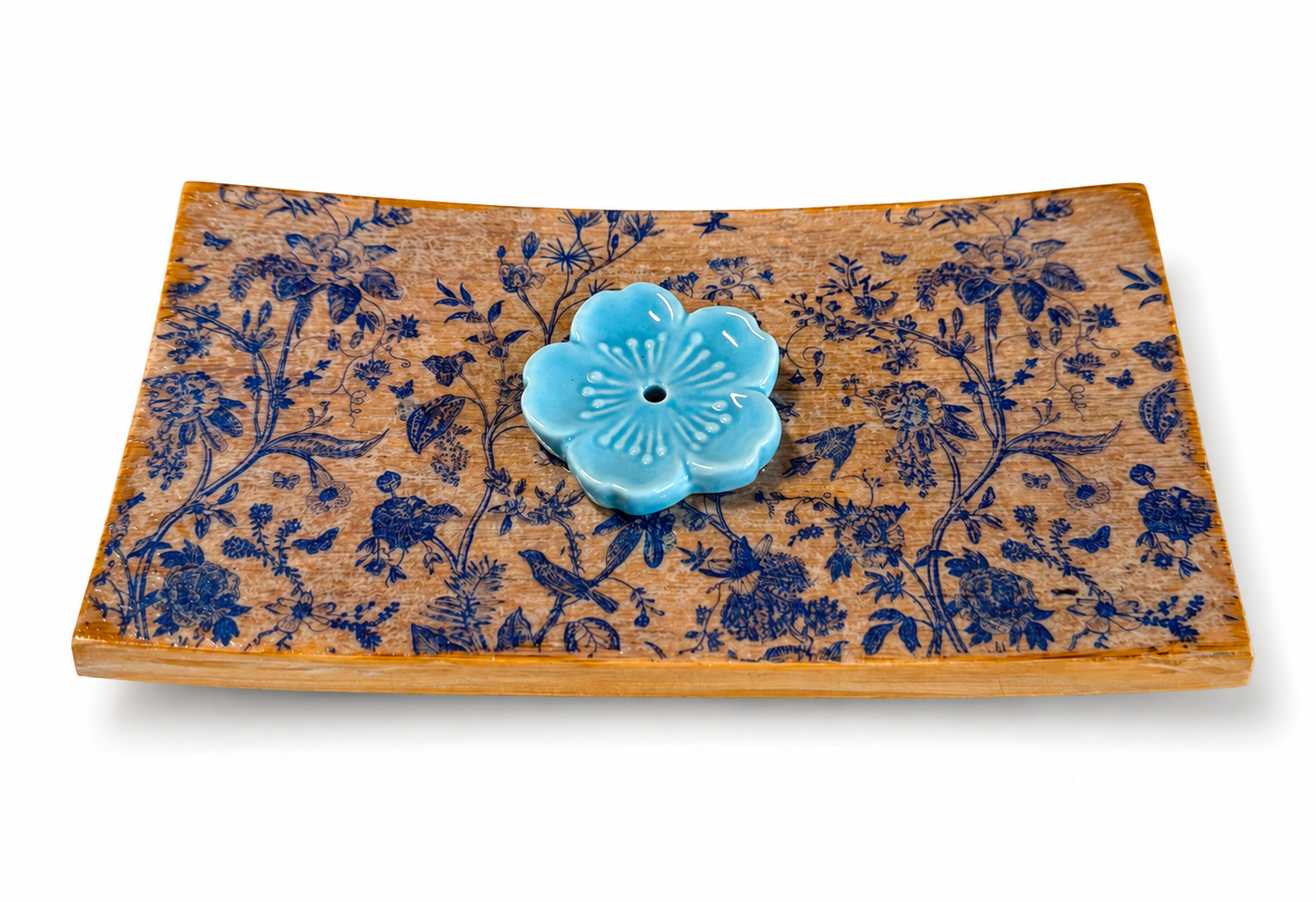 Botanical Bloom Collection Handmade Incense Burners | Floral Wooden Ash Catchers