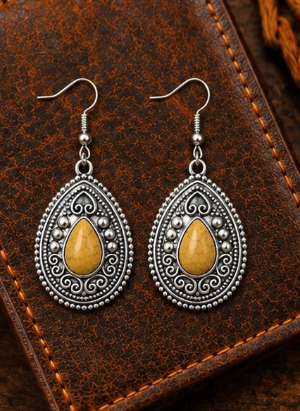 Golden Prairie Western Teardrop Earrings