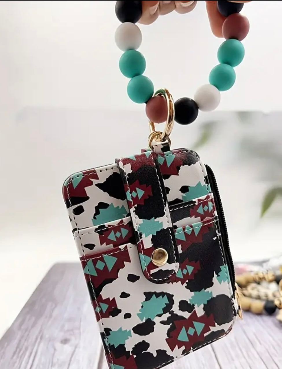 Western Print Wallet/Card Holder Keychain