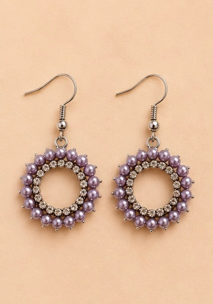 Lilac Sparkle - Circle Earrings