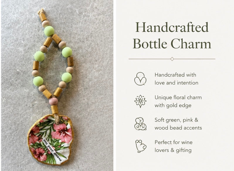 Floral Oyster Shell Bottle Charm | Coastal Wine Decor Gift