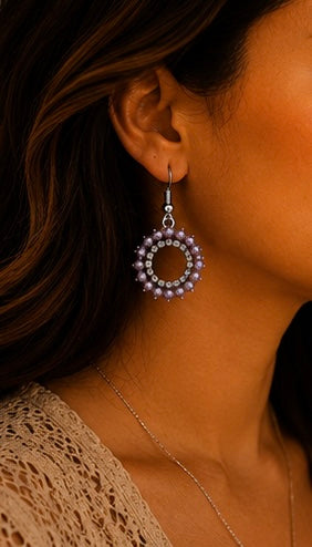 Lilac Sparkle - Circle Earrings