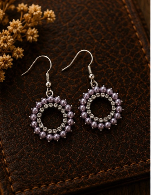 Lilac Sparkle - Circle Earrings