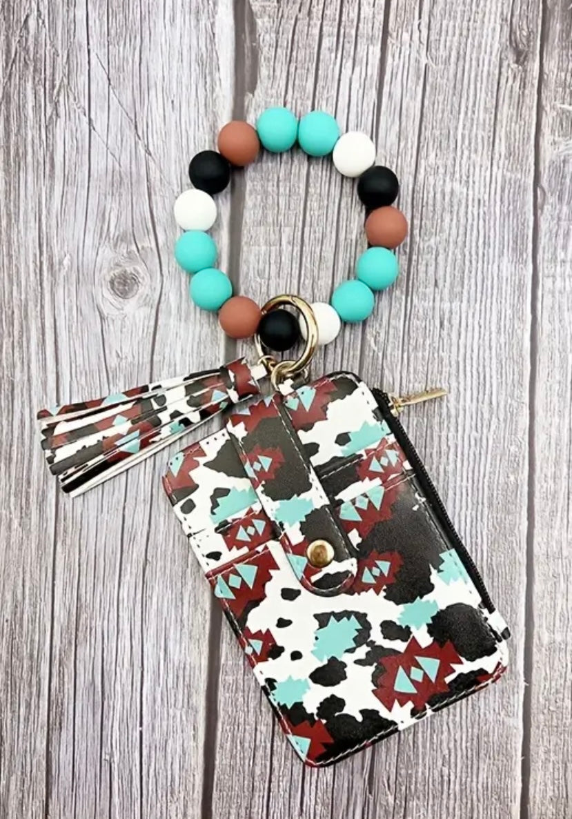 Western Print Wallet/Card Holder Keychain