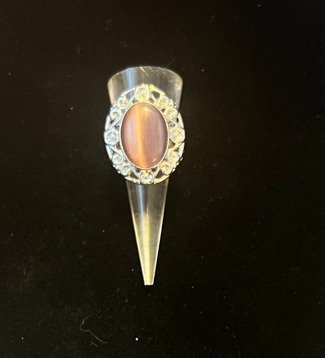 Brown Moonstone Stretch Band Cocktail Ring