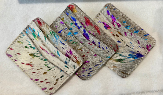 Rainbow Cowhide credit card wallet