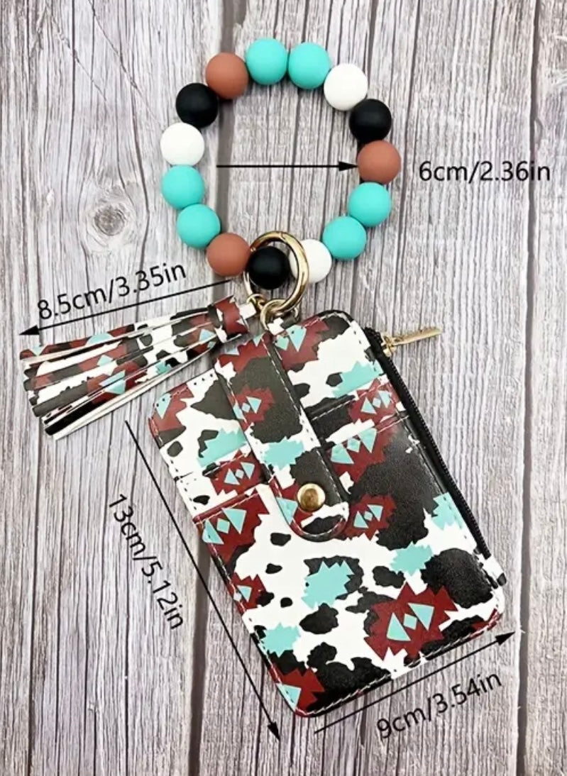 Western Print Wallet/Card Holder Keychain