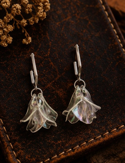 Iridescent Petal Hoop Earrings