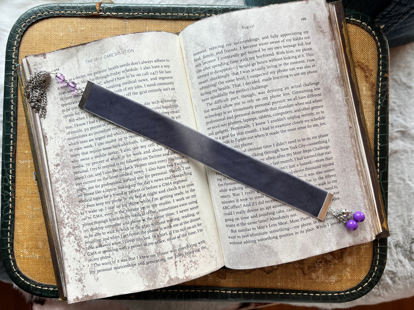 Purple & Silver Velvet Bookmark