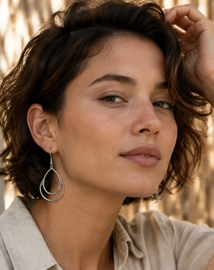 Coastal Silver Teardrop Earrings