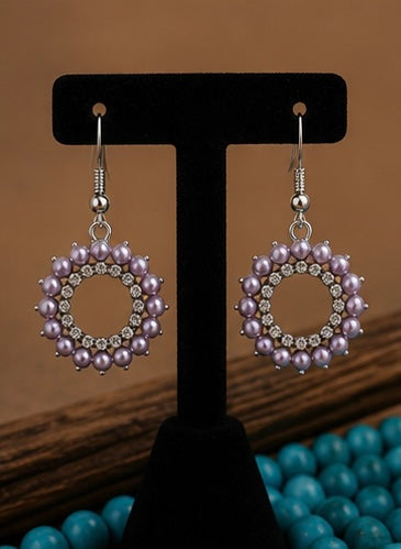 Lilac Sparkle - Circle Earrings