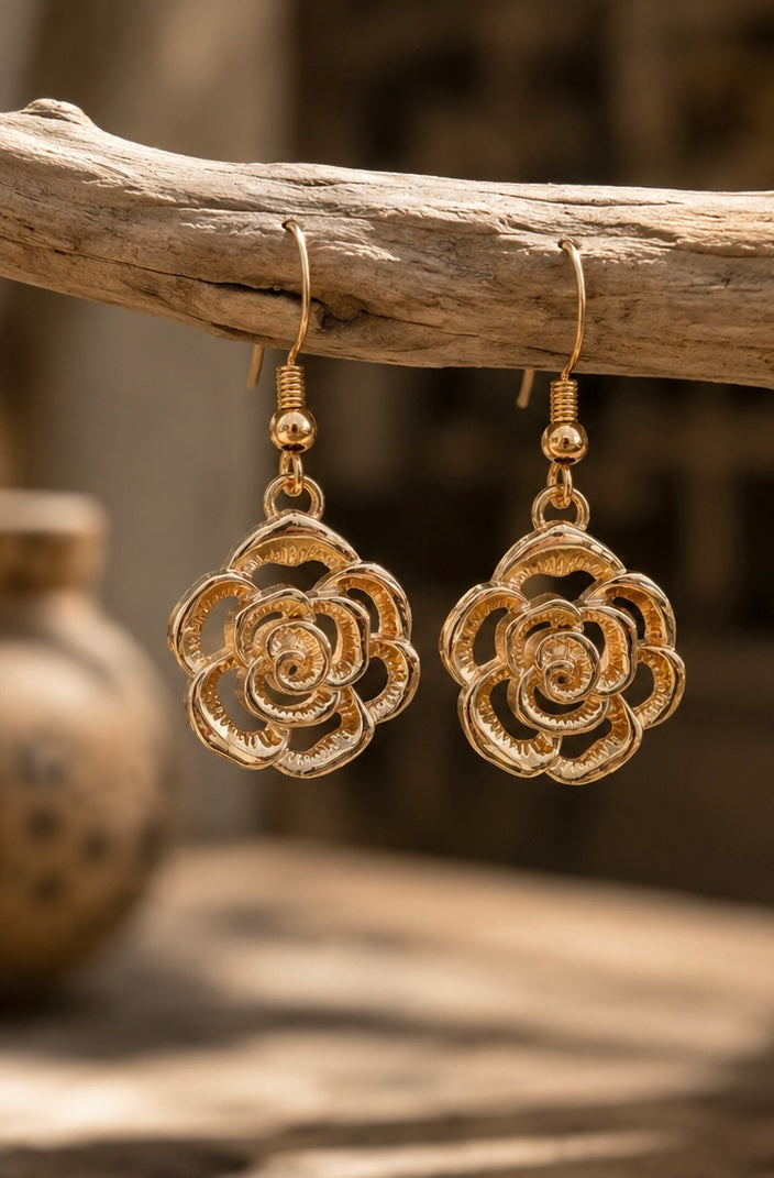 Golden Bloom - Rose Gold Drop Earrings