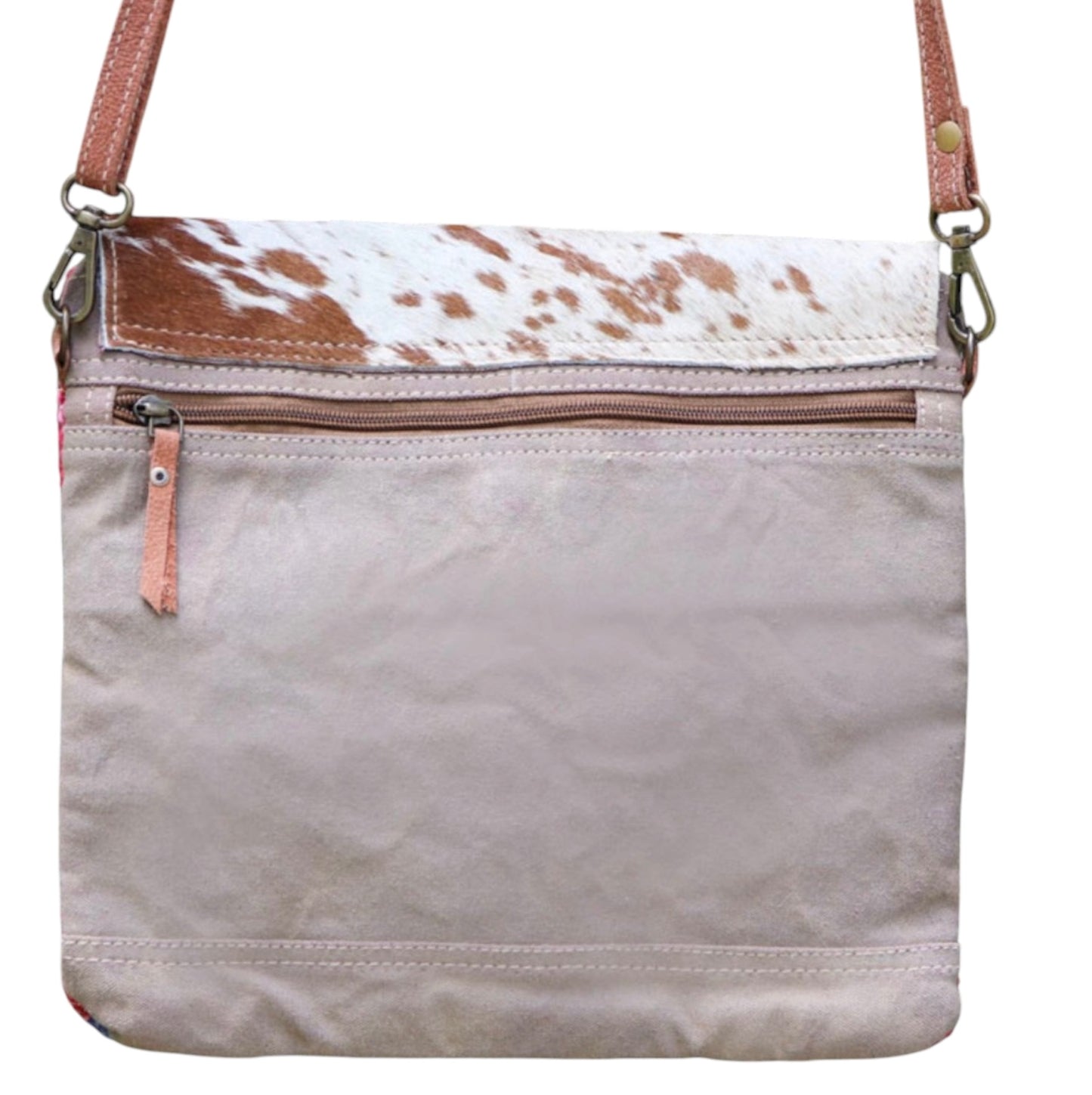 Upcycled Cowhide & Woven Crossbody Bag – Choose Your Hide